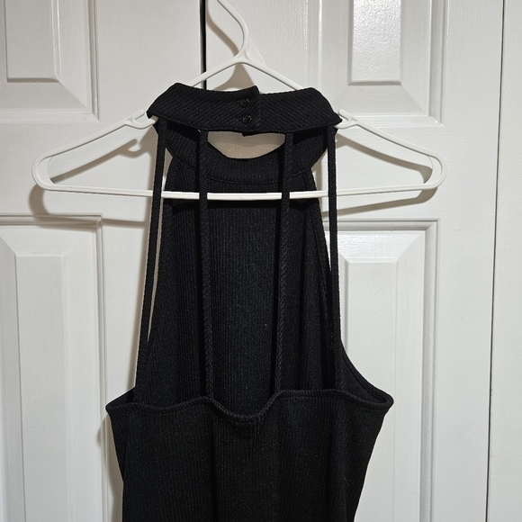 TOPSHOP Black High Neck Sleeveless Dress with Cut Out Back Size 10 - Picture 6 of 11